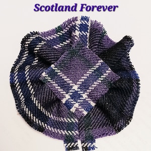 Scotland Forever Tartan as Scottish Blossom, Tartan Rosette to display brooch, pin or family crest badge.