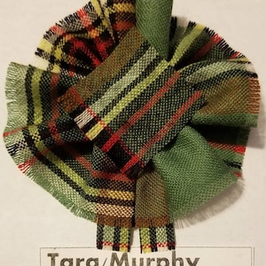 Tara / Murphy Irish Tartan as Scottish Blossom. Wool Tartan Rosette to display pin, broach or family clan badge.