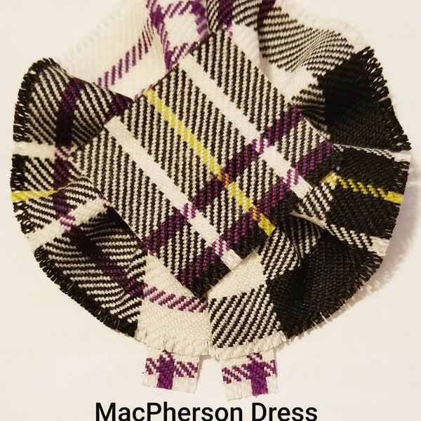 MacPherson Dress Modern / Ancient Tartan, Scottish Blossom, Wool Tartan Rosette to display pin, broach or family clan badge.