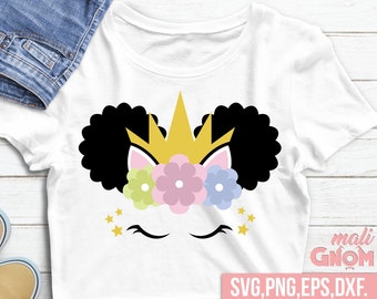 Afro soufflé SVG, svg princesse, bouffées svg, mignon afro puff, afro-américain, princesse magique avec des bouffées afro - svg png dxf eps