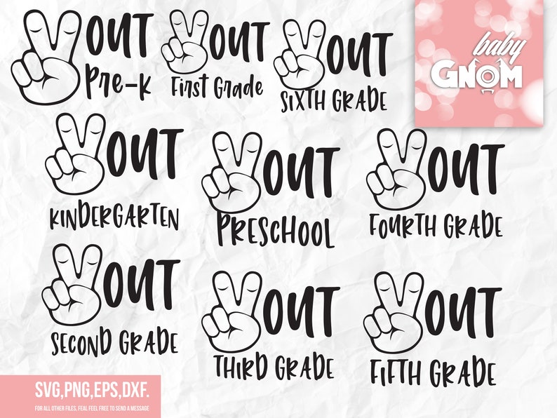 Download Kindergarten End Of School Svg First Grade Svg Pre K Svg Png Dxf Eps Peace Out School Last Day Of School Svg Bundle Clip Art Art Collectibles