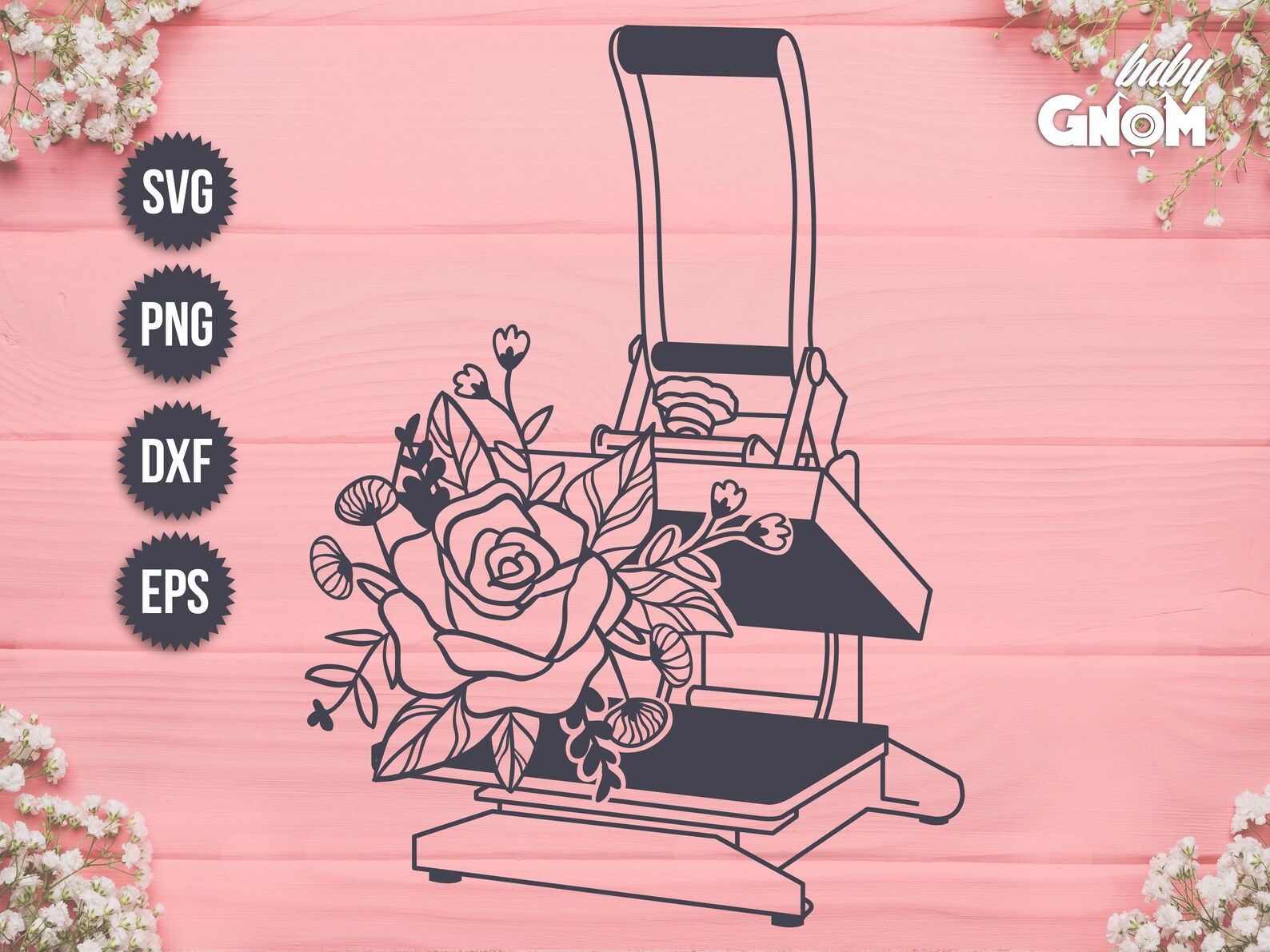Floral Heat Press Machine SVG Heat Press Machine Svg Etsy UK