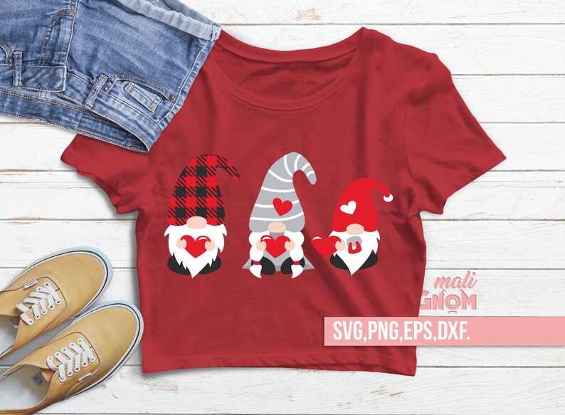 Download Gnome family Three Gnomes Holding Hearts Svg Valentine's ...