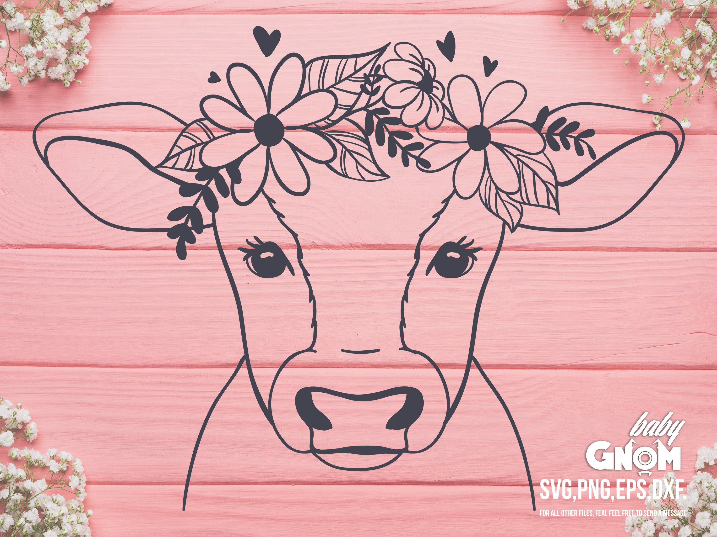 Cow SVG File Cow With Flower Crown SVG Cow Cut File Animal