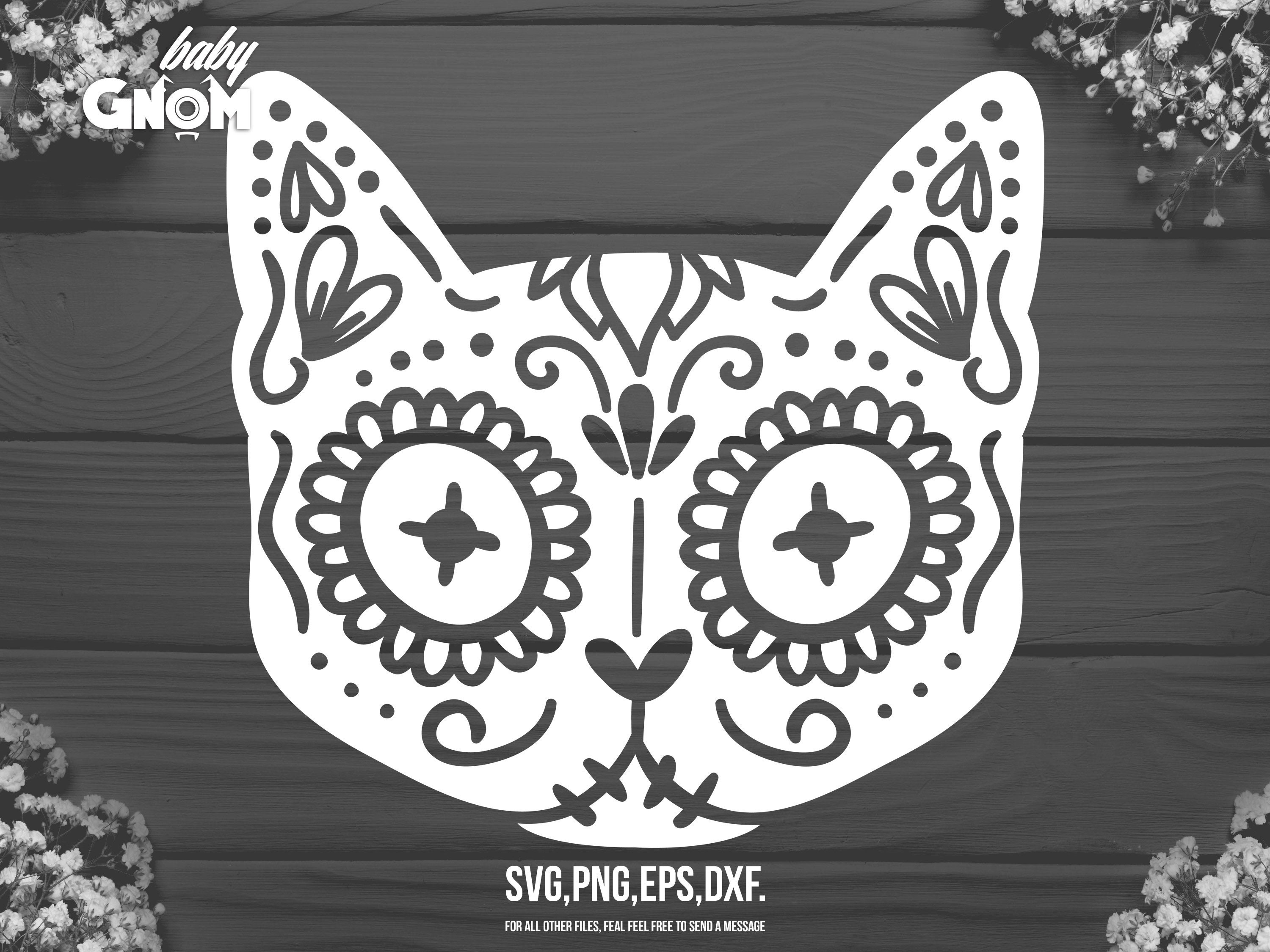 Cat Sugar Skull svg Sugar Skull svg Animal Sugar Skull cut | Etsy