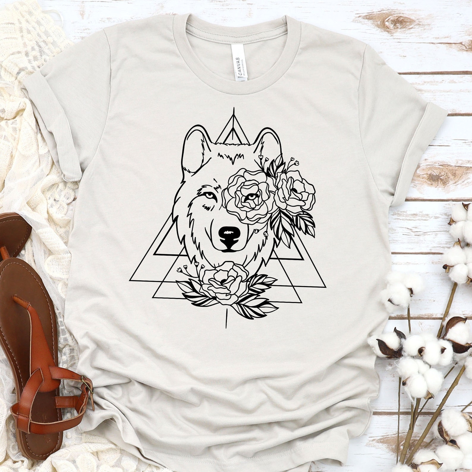 Floral Wolf SVG Wolf With Flower Crown SVG Wolf Face Svg - Etsy