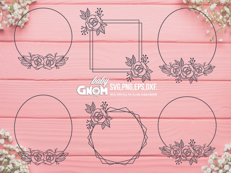 Flower Wreath svg Wreath SVG file Flower Monogram frame Round Frame svg Wreath cut file,Round name sign svg Flower Frames SVG BUNDLE