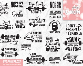 Workout SVG Bundle, Exercise Quotes, Fitness Quotes, Fitness SVG, Muscles, Gym, Tshirt, Bottle,- svg png dxf eps