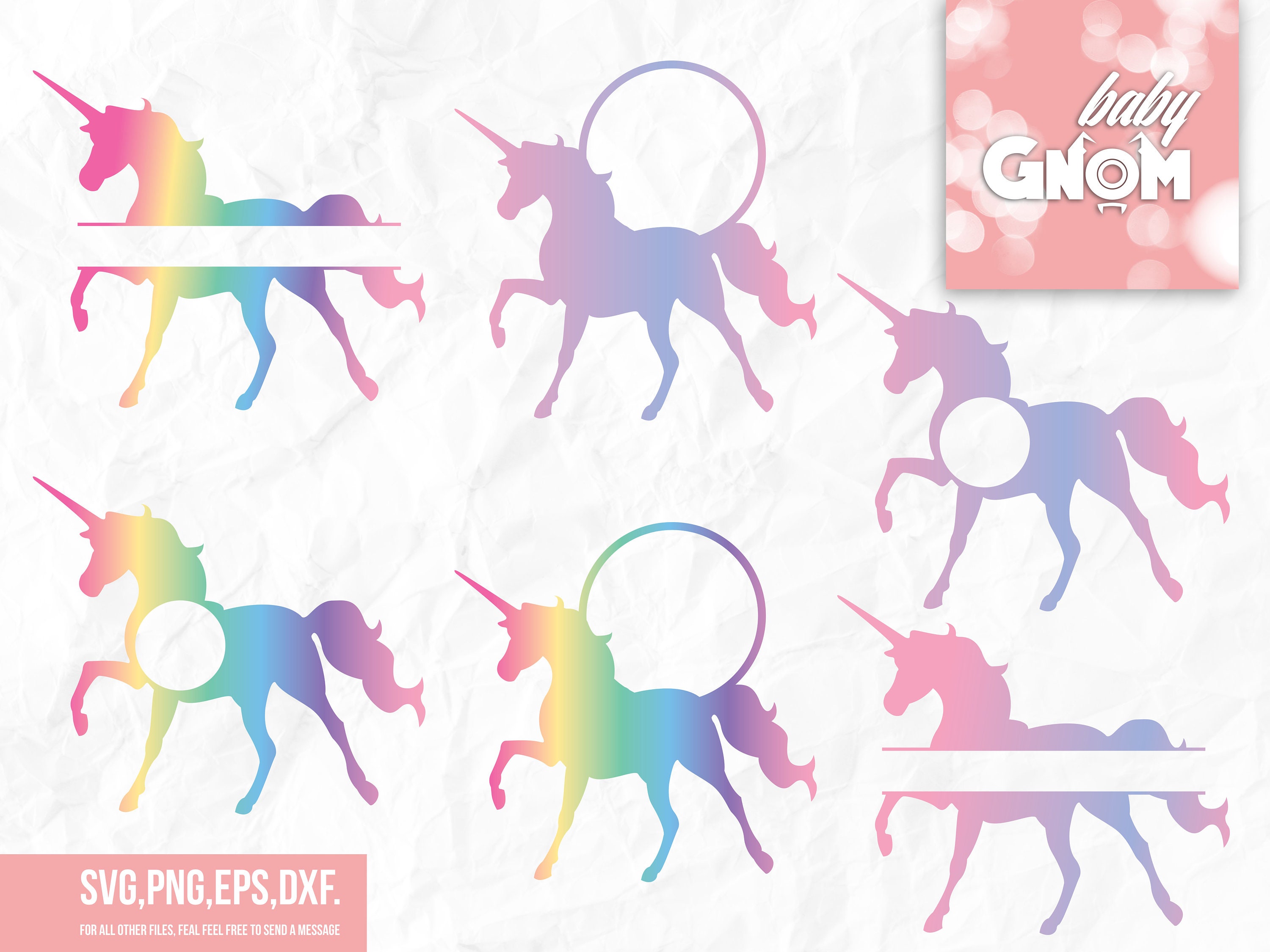 Download Unicorn Monogram Frame Svg Bundle Unicorn Name Tags Rainbow Etsy