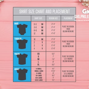 T-shirt Size Chart and Placement SVG T-shirt Size Chart Svg - Etsy