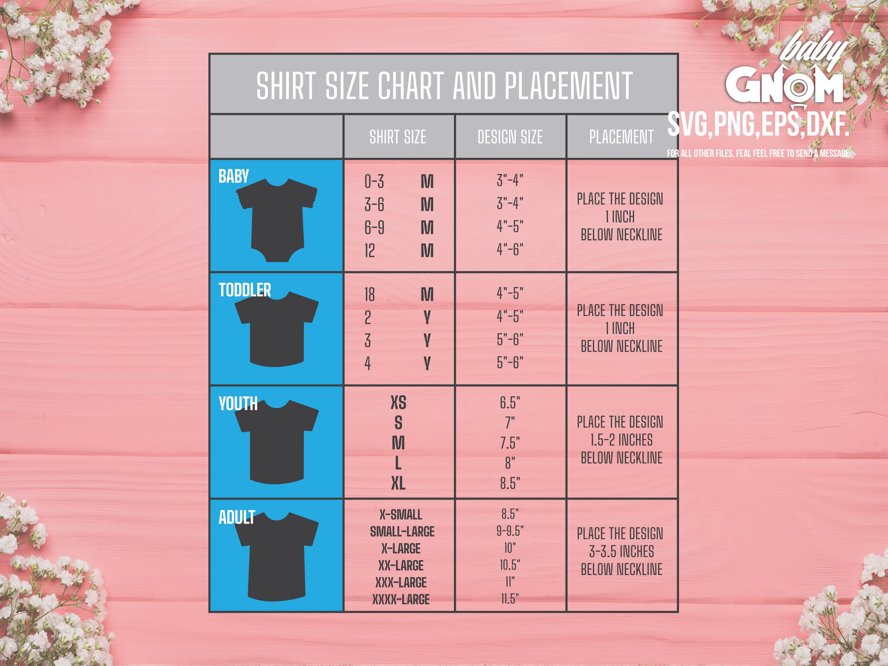 glory I think I'm sick market T-shirt Size Chart and Placement SVG T-shirt Size Chart Svg - Etsy