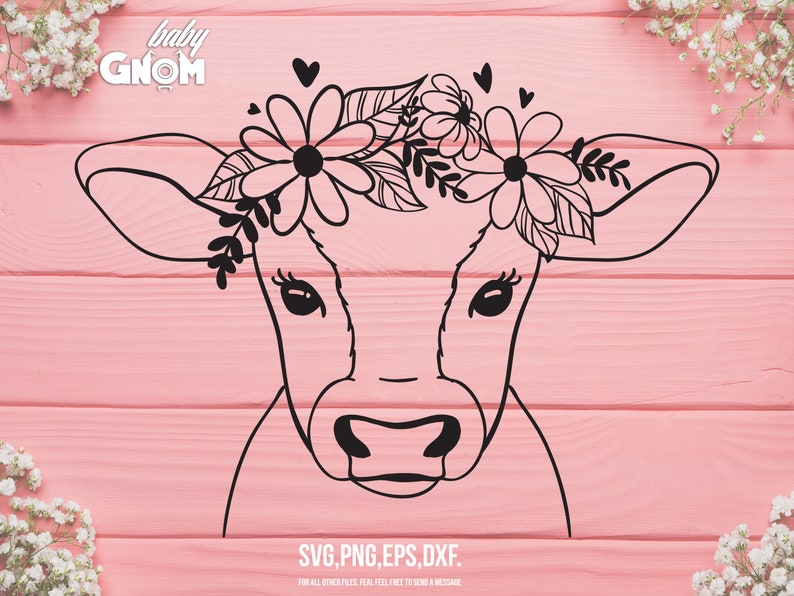 Download Cow SVG file Cow with Flower Crown SVG Cow cut file Animal ...