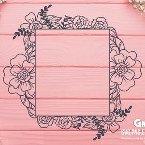Floral Frame SVG, Rectangle Floral Frame Svg, Square Floral Frame Cut ...