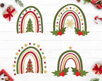 Christmas Rainbow SVG Bundle, Modern Rainbow svg, Rainbow clip art, Boho Christmas  Rainbow svg, Plaid rainbow svg, plaid christmas tree