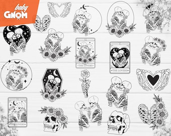 The Lovers Bundle SVG,20 BUNDLE, La tarjeta del tarot de los amantes svg, Amantes del esqueleto svg, Esqueletos de San Valentín svg, Tarjeta del tarot svg