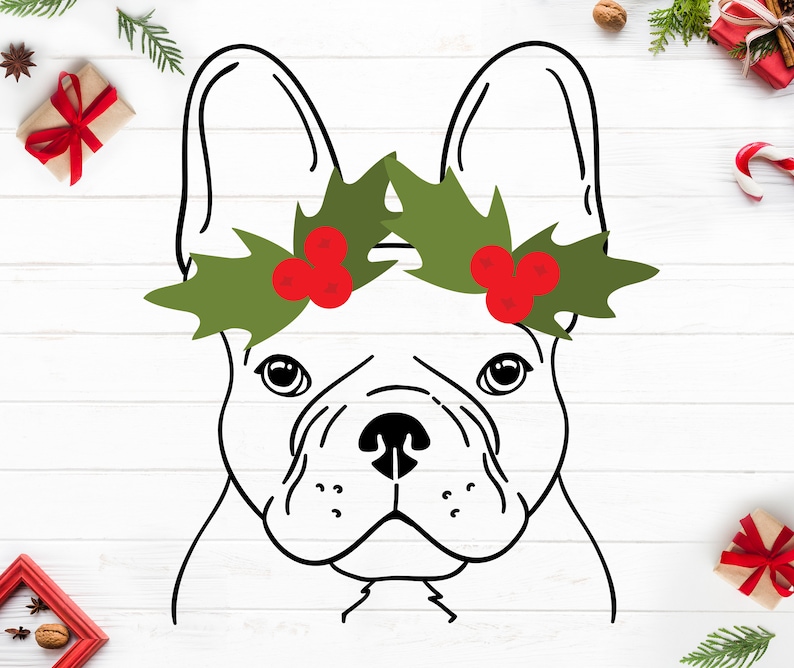 Christmas French Bulldog SVG Christmas Frenchie Svgdog Svg - Etsy UK