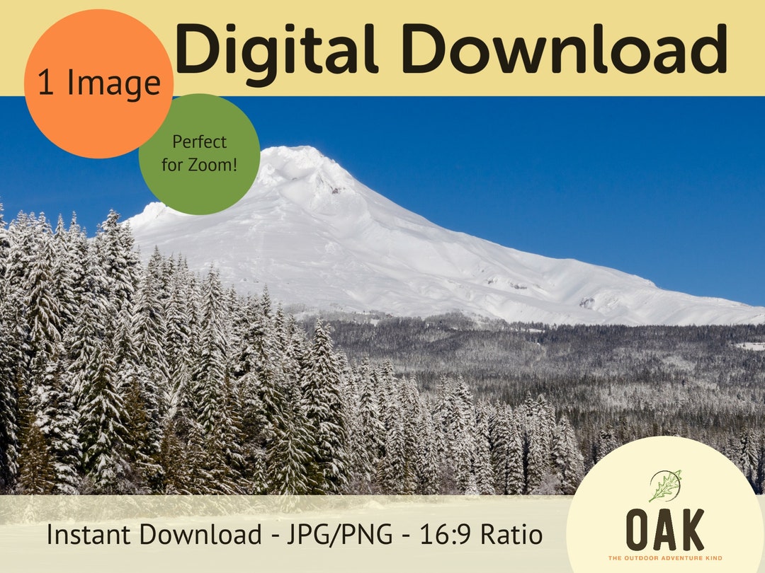 Snowy Mount Hood Zoom Background Single Image Digital Download 30 - Etsy