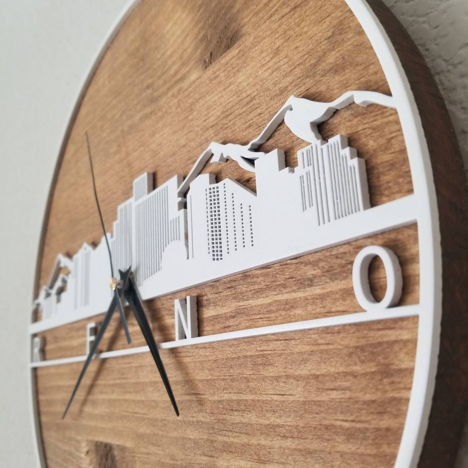 Reno Skyline Wooden Wall Clock NV Clock Wall Decor Etsy