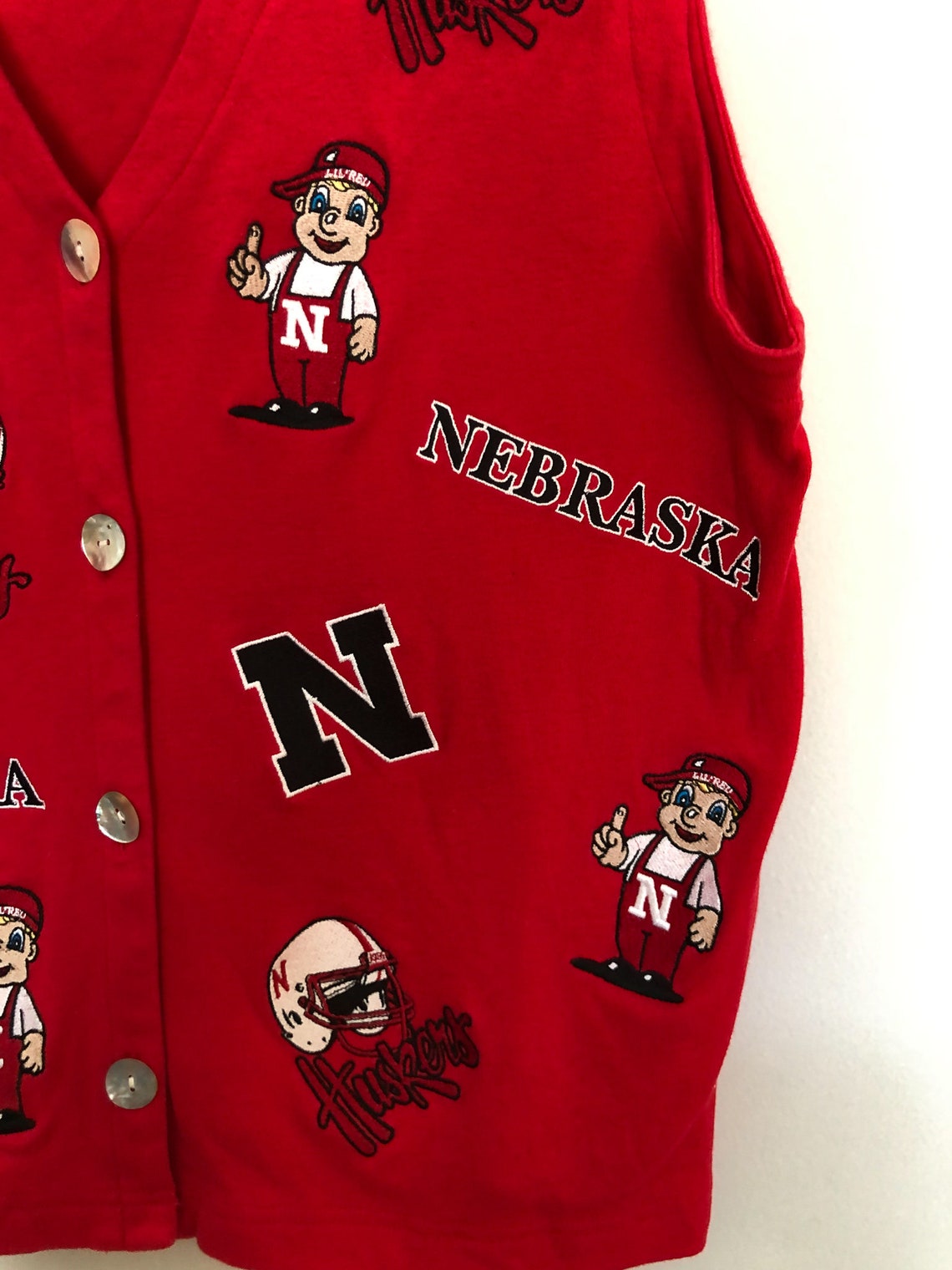 Vintage Nebraska Huskers Sweater Vest Women's Medium Etsy
