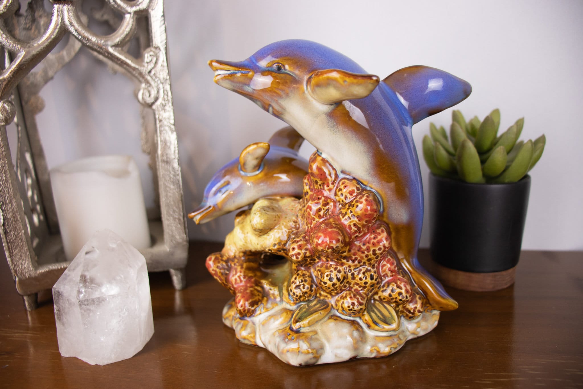 Handmade Vintage Ceramic Dolphin Statue Shelf Decor Boho Etsy