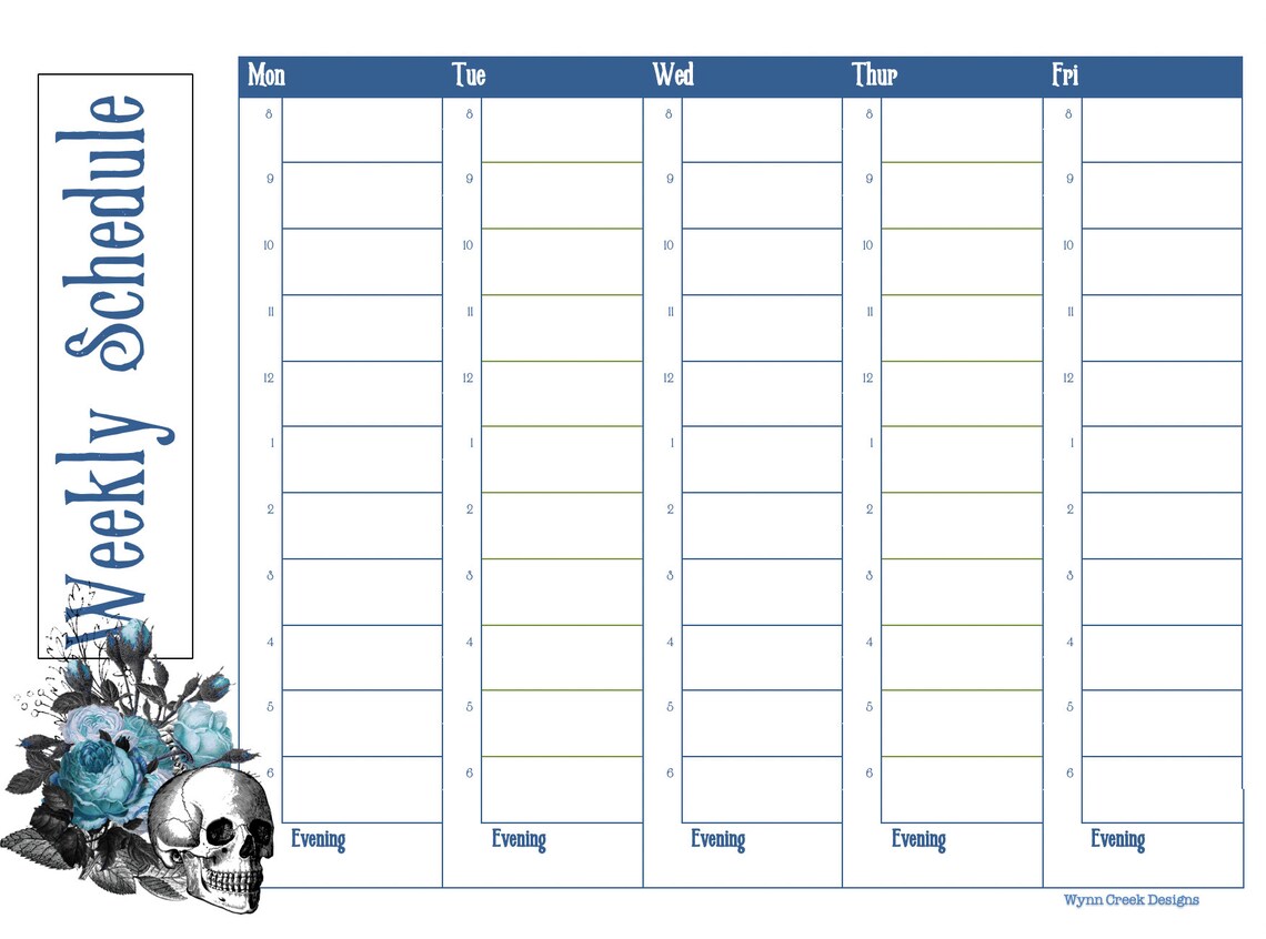 gothic-weekly-schedule-weekly-schedule-gothic-planner-etsy