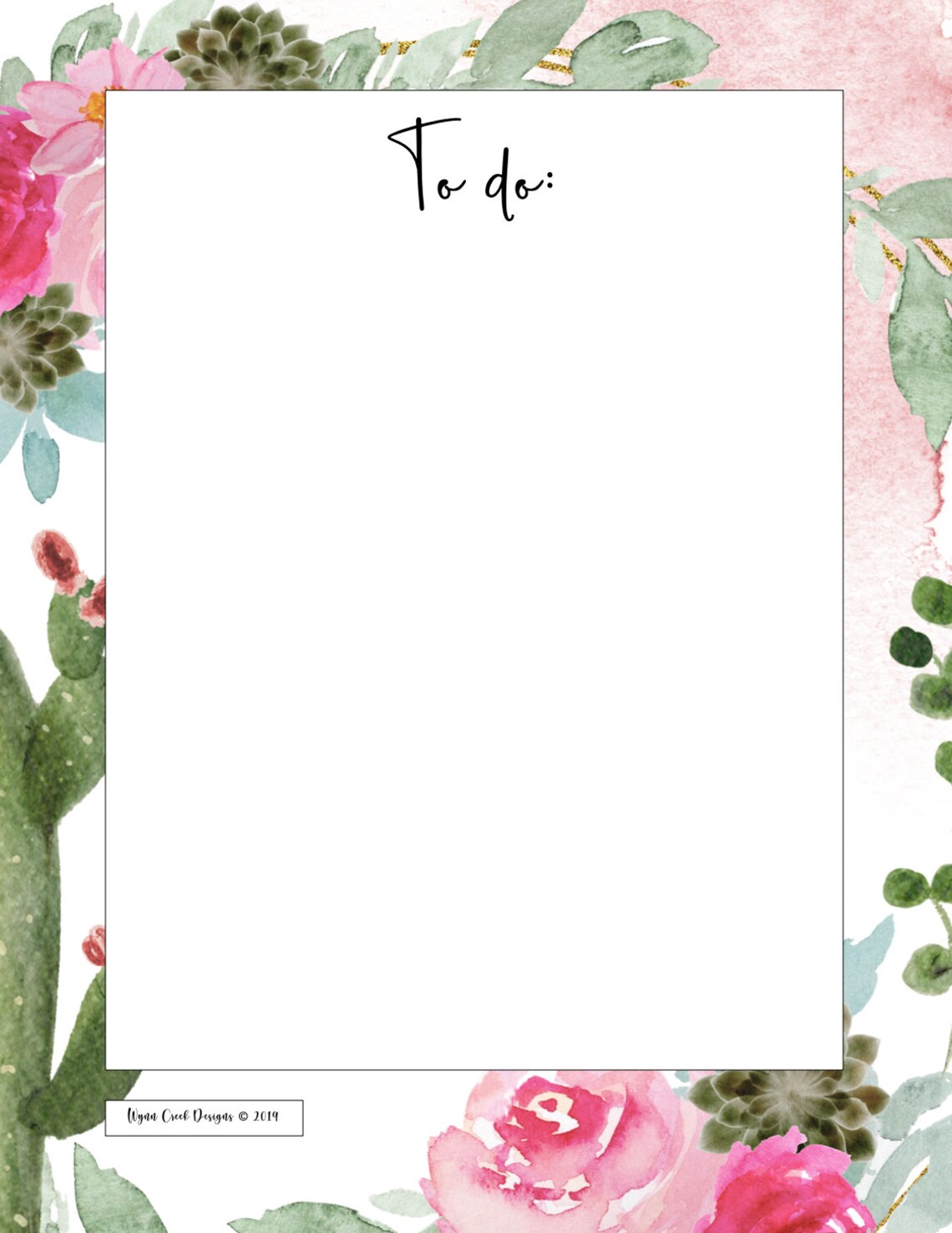 Cactus Notes Cactus List to Do Printable Printable Binder Etsy