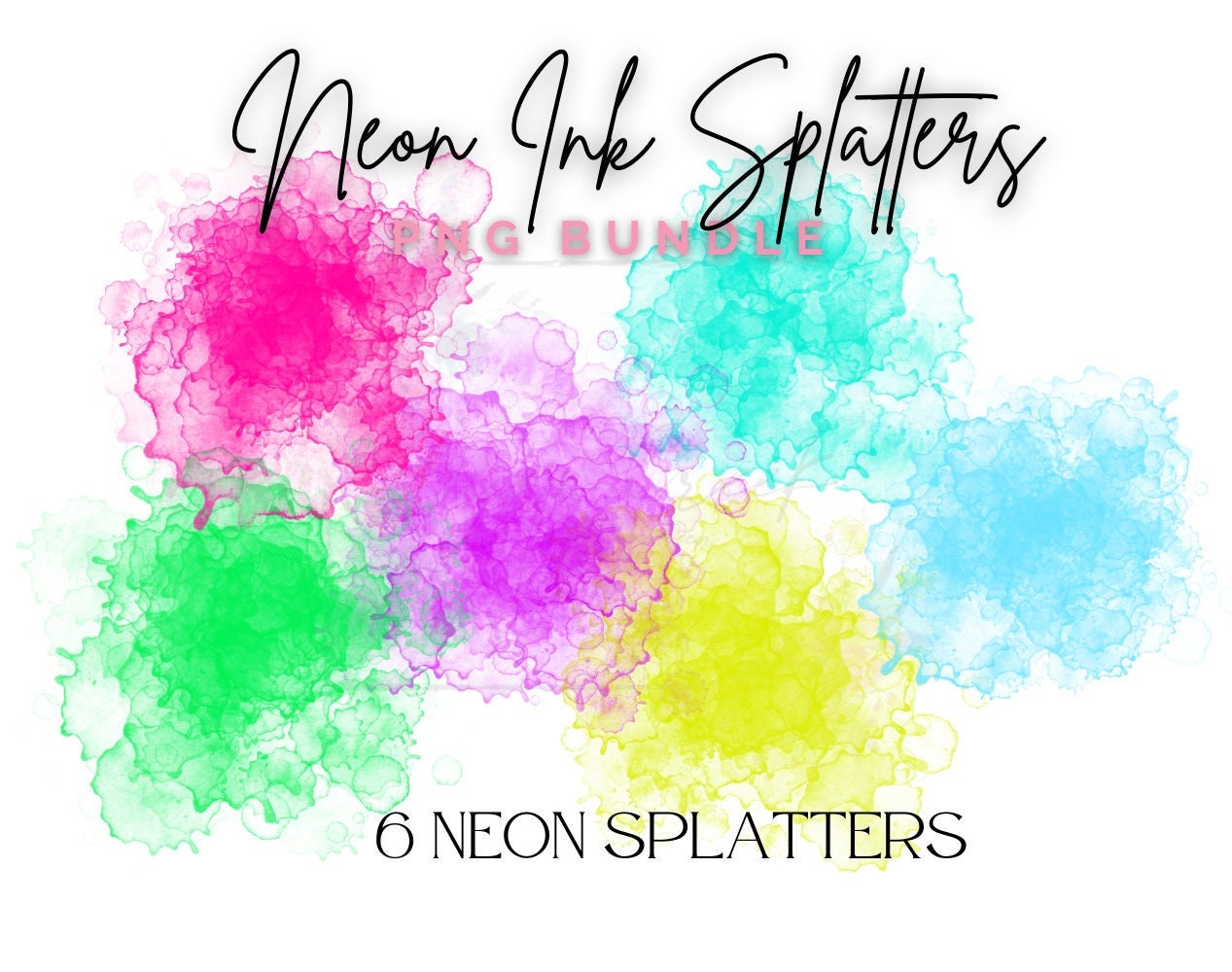 Neon Ink Splatter Clipart Neon Ink Splashes Paint Splats - Etsy