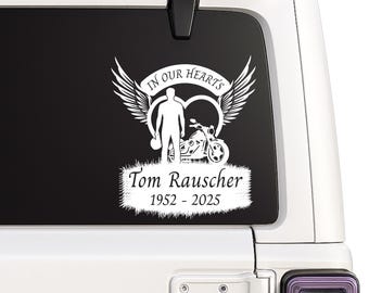 Pegatina conmemorativa para motocicleta, vinilo personalizado "En memoria de un ser querido".