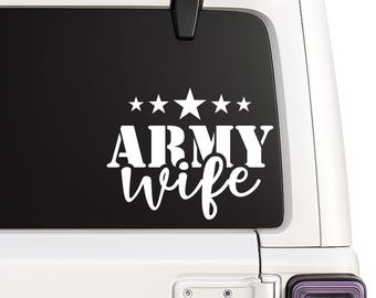 Vinyl autosticker legervrouw met sterren | Sticker militaire steun | Meerdere kleuren beschikbaar