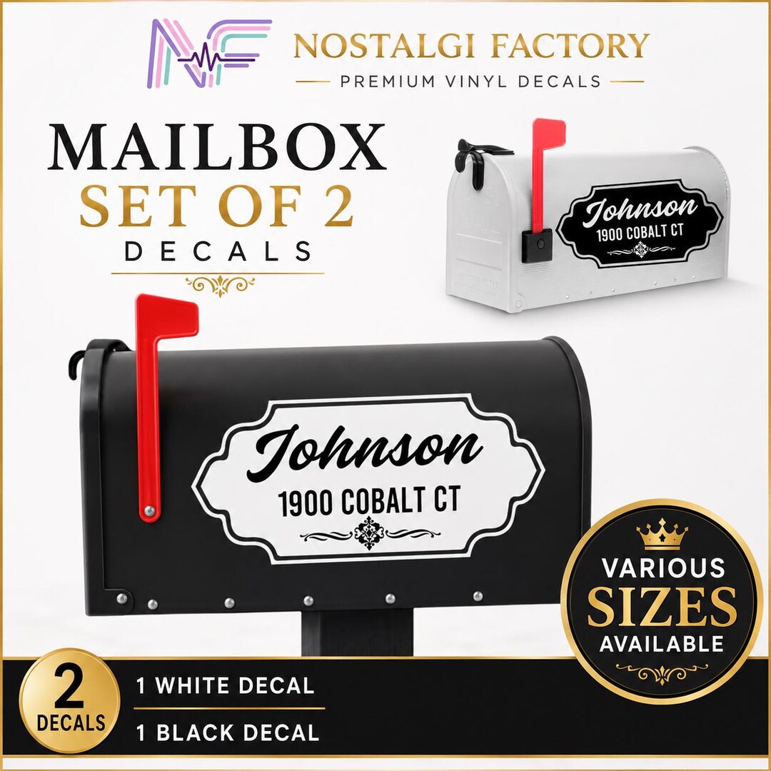 Custom Mailbox Address Decal Set | Elegant House Number & Street Name ...