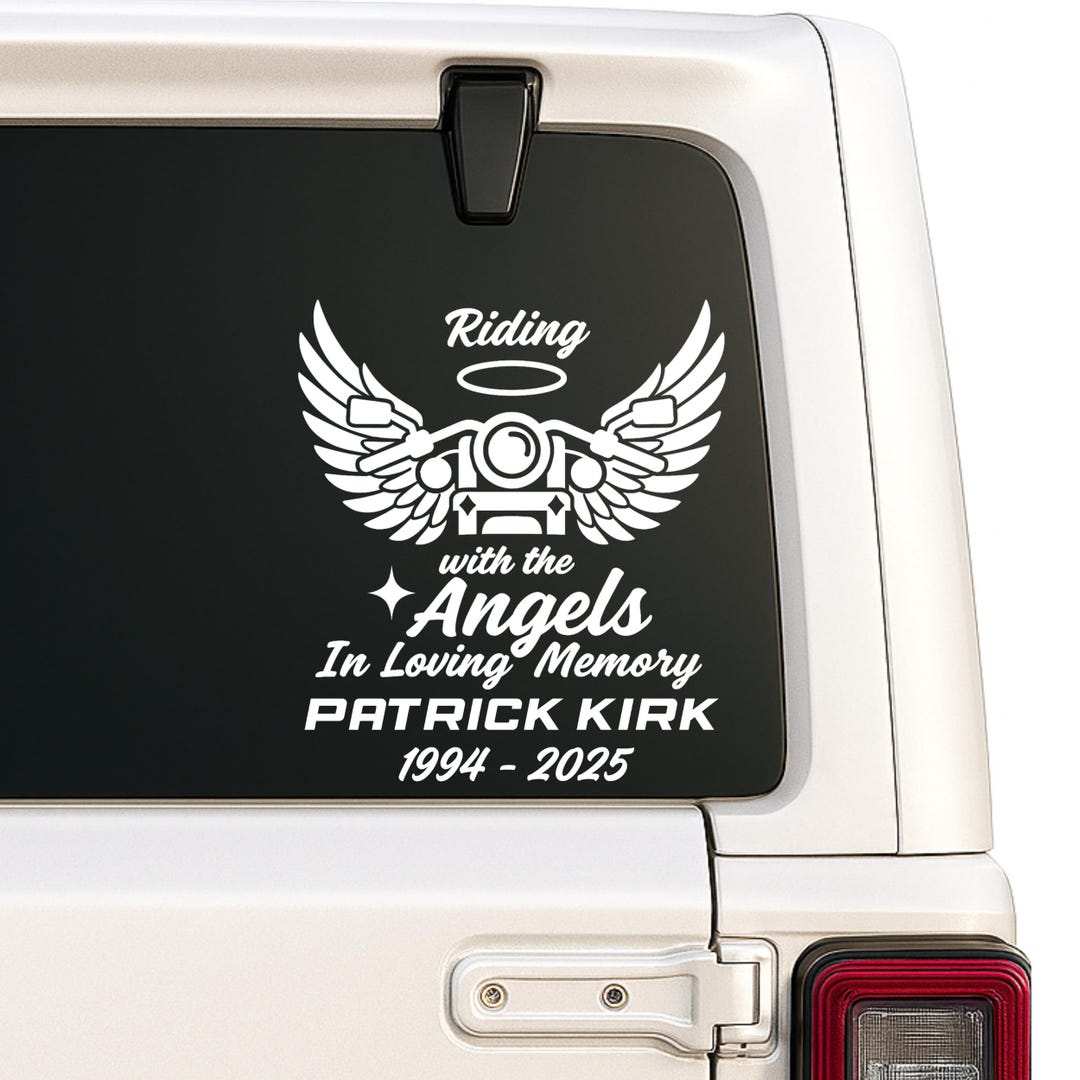 Memorial Motorcycle Wings | Vinyl Car Decal Sticker | Riding With ...