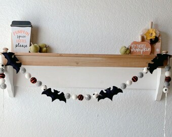 Guirnalda de murciélagos de fieltro para Halloween, pancarta de murciélagos, guirnalda de bolas de fieltro, guirnalda espeluznante de Halloween, decoración espeluznante para cumpleaños, decoración de otoño, Acción de Gracias y Halloween