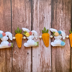 Felt Easter Garland, Bunny Garland, Easter Decor, Bunny Carrot Garland, Felt Garland, Easter Mantle Decor, Spring Holiday Home Decor