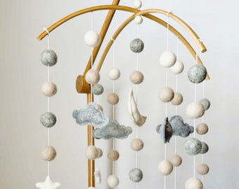 Filz Baby Mobile: Wolke, Mond, Sterne Kinderzimmer Dekor