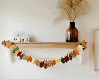 Fall Garland, Autumn Garland, Autumn  Leaf, Fall Leaf, Wool Felt Leaves, Fall Decor, Thanksgiving Garland, Autumn Bunting, Halloween