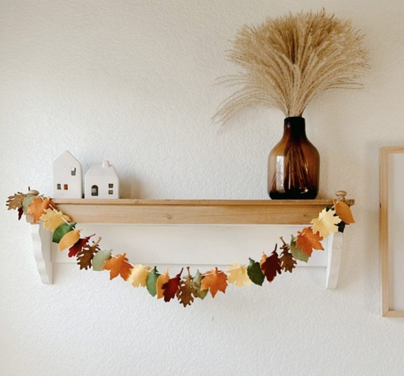 Fall Garland, Autumn Garland, Autumn  Leaf, Fall Leaf, Wool Felt Leaves, Fall Decor, Thanksgiving Garland, Autumn Bunting, Halloween