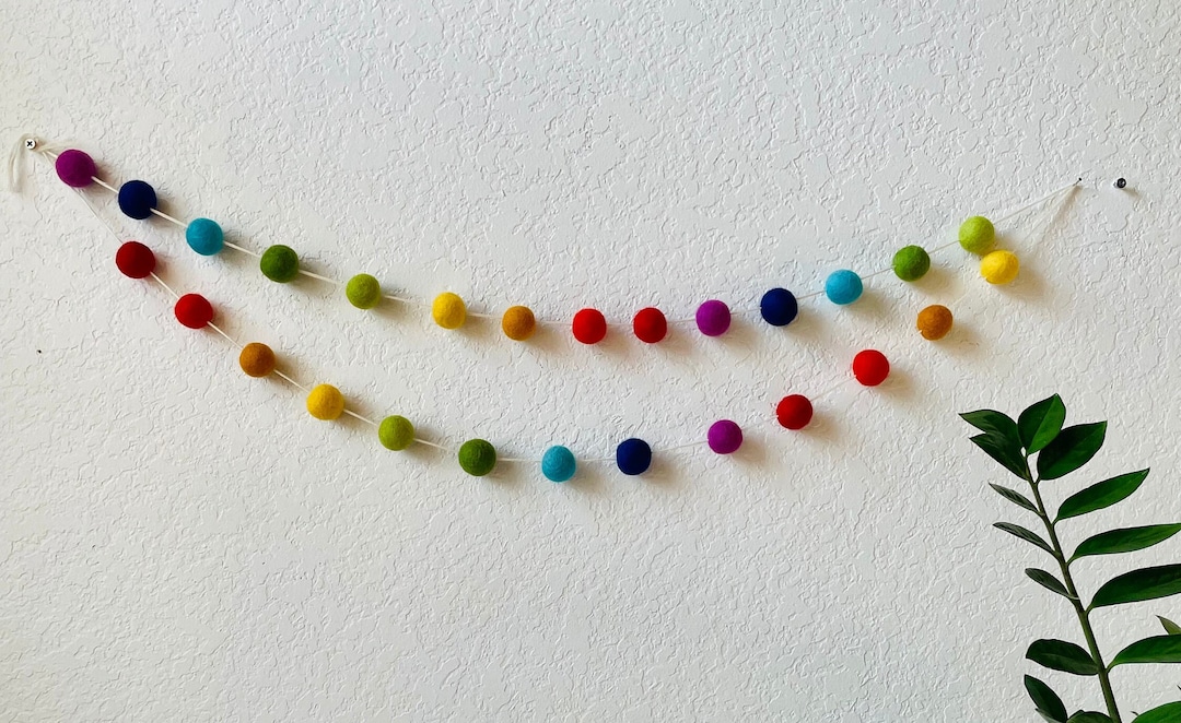 Rainbow Garland, Felt Ball Garland, Pom Pom Garland, Nursery Decor ...