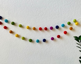 Rainbow Garland, Felt Ball Garland, Pom Pom Garland, Nursery Decor, Rainbow Decor