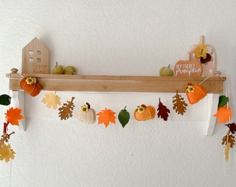 Pumpkin Garland, Fall Garland, Autumn Garland, Autumn  Leaf, Fall Leaf, Felt Pumpkin, Fall Decor, Thanksgiving Garland, Autumn Bunting,