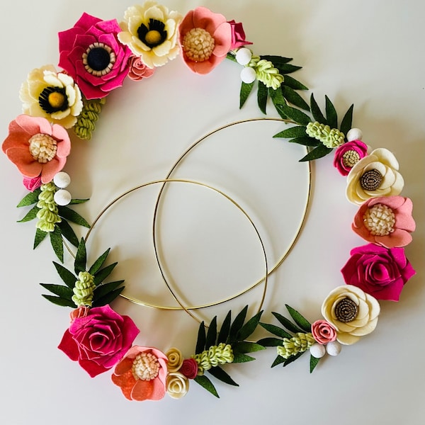 Felt Flower Wreath Etsy