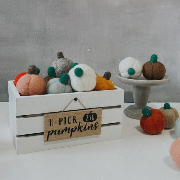 Felt Pumpkins, Fall Decor, 100% Wool, Thanksgiving, Set of 3 or 6 or 9 or 12