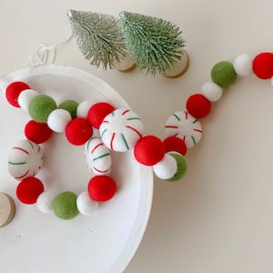 Christmas Garland, Peppermint Garland, Felt Garland, Christmas Decor, Candy Garland, Holiday Banner, Reusable