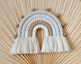 Macrame Rainbow Nursery Decor: Boho Vintage Wall Hanging