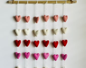 Felt Heart Wall Hanging, Nursery Décor, Bedoom Décor, Girl Room Décor, Wall Hanging, Dorm decor, Decor, Valentines Gift, Baby shower gift