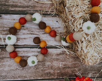 Filz Herbst Kürbis Girlande, Herbst Halloween Thanksgiving Herbst Dekor, Kürbis Girlande, Filzkugel Girlande, Herbst Mantel Dekor, 100% Wolle