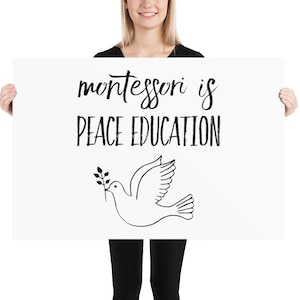 Montessori es educación para la paz María Montessori cita grabado cartel