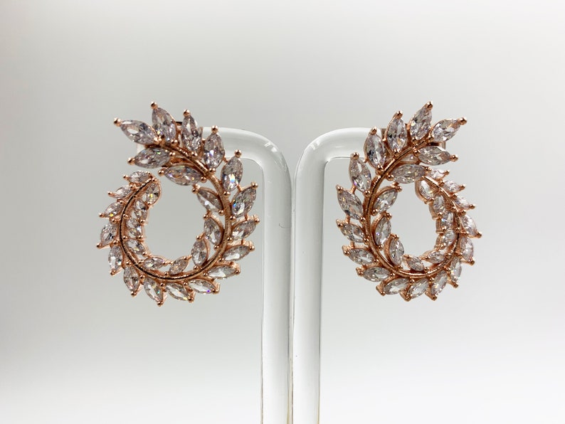 Rose Gold CZ Earrings Rose Gold Cubic Zirconia Earrings CZ Stud Earrings Rose Gold American Diamond Earrings CZ Bridal Earrings