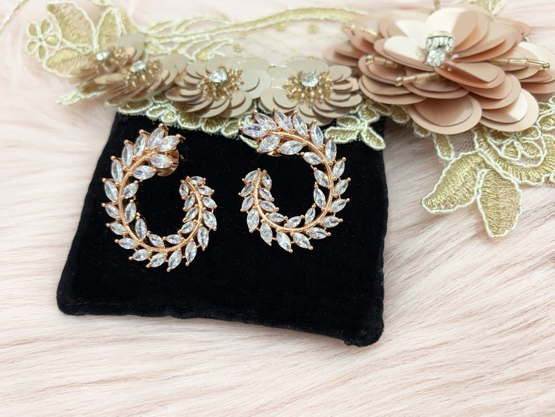 Rose Gold CZ Earrings Rose Gold Cubic Zirconia Earrings CZ Stud Earrings Rose Gold American Diamond Earrings CZ Bridal Earrings