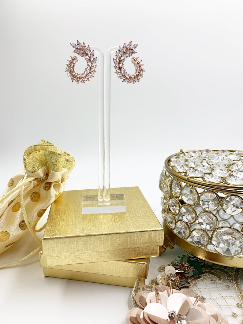 Rose Gold CZ Earrings Rose Gold Cubic Zirconia Earrings CZ Stud Earrings Rose Gold American Diamond Earrings CZ Bridal Earrings