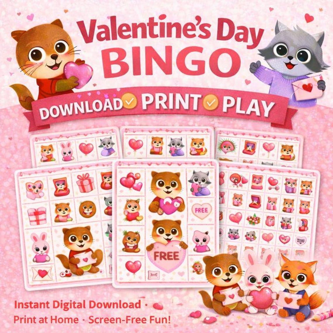 Valentine’s Day Bingo Printable for Kids | Classroom Party Game | Ricky ...